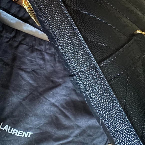 New GENUINE YSL Medium Grain De Poudre Matelasse Chevron Monogram Satchel Bag - Picture 12 of 16